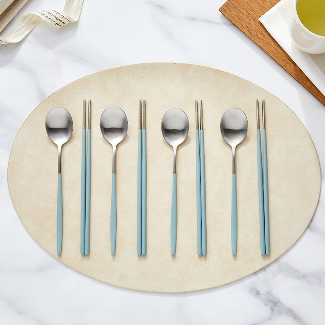 [모던하우스] 로이 수저4벌세트 민트, 수저 4벌, 1세트