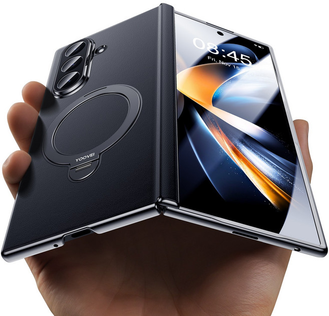 YOOVEI 삼성 갤럭시 Z 폴드7 맥세이프 케이스 힌지보호 순가죽 + 자석 맥세이프 거치대 + 일체형 고화질 보호필름 풀커버 케이스 슬림