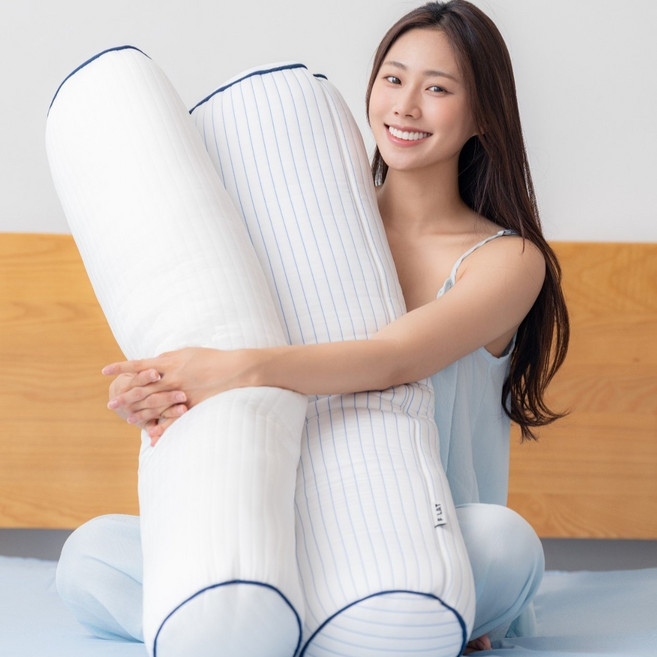 플랫화이트 중량업 방수 알러지케어 냉감 바디필로우, 아이스 블루