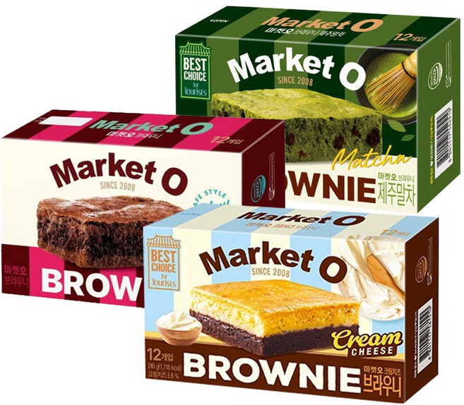 마켓오 브라우니 세트 브라우니+크림치즈+제주말차, 1세트, 240g