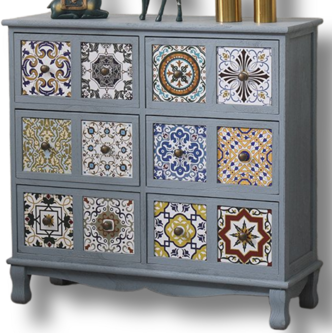 리안우드 엔틱서랍장 빈티지 인테리어 수납장 나비장 콘솔, 그레이 12칸(가로4x세로3)