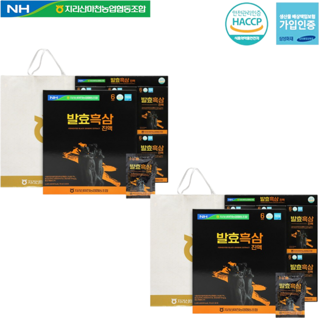 농협 고려 6년근 발효 흑삼 진액 70ml 30포 2박스 효소 발효 공법 높은 흡수율 사포닌 상지 인진쑥 당귀 작약 갈근 황기 숙지황 홍삼 효능 추천 감사 인사 선물 쇼핑백