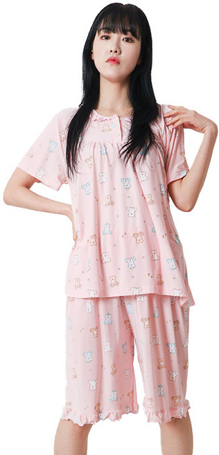 폭스 냉감 캐릭터 반팔 잠옷세트 E6 여성용