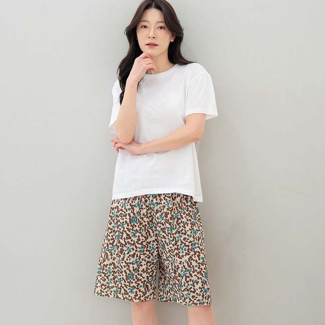 물론 여성 자카드 인견5부 파자마