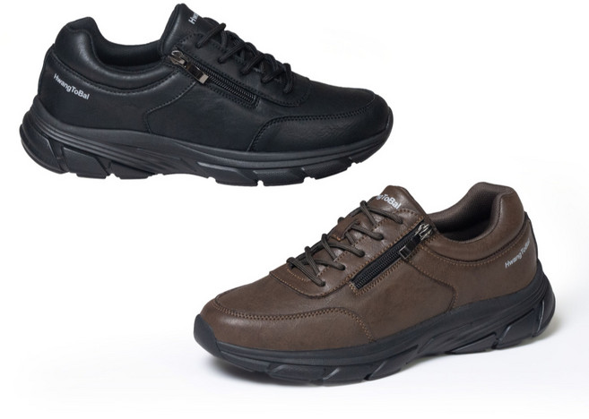 황토발 지퍼 소가죽 남성 컴포트화 캐주얼화