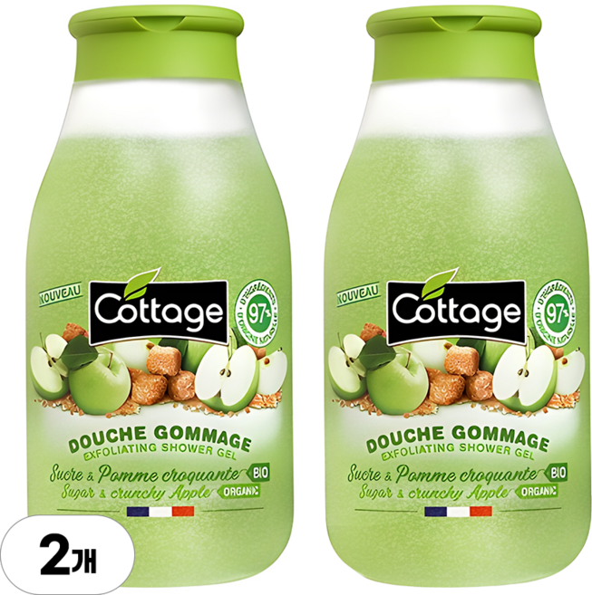 코티지 슈거 앤 크런치 애플 엑스폴리에이팅 샤워젤, 270ml, 2개
