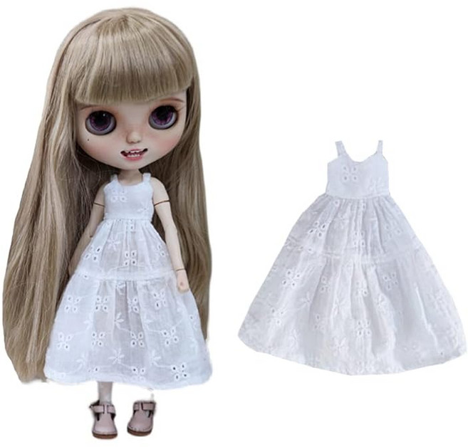 rakulifey 브라이스 의상 옷 아웃핏 드레스 점퍼 스커트 브라이스 인형 옷 오비츠 24 통용 2색 화이트, 1개, 상세페이지 참조