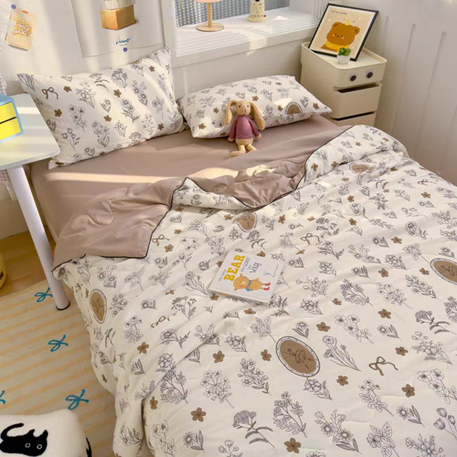 JLVJ 여름용 쿨링 극세사 이불 기숙사 침구