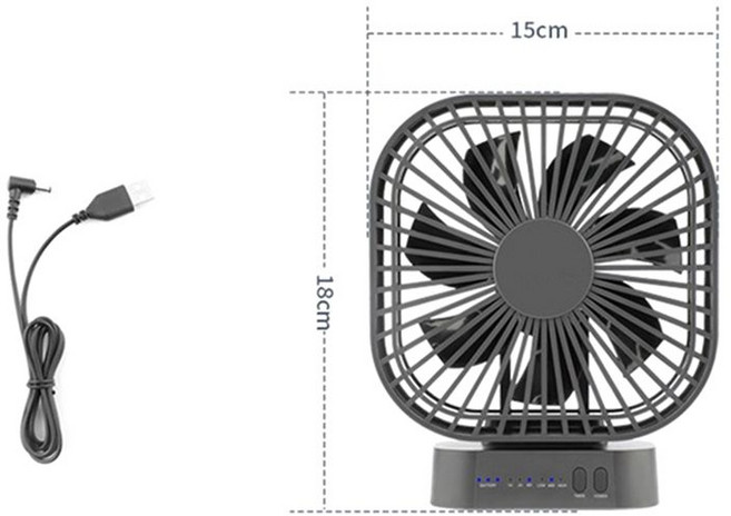 90 ° 접이식 팬 5000mAh 배터리 USB 타이밍 타이밍 팬 공기 순환기 자석 흡수 무음 3 단 강풍, 검은색