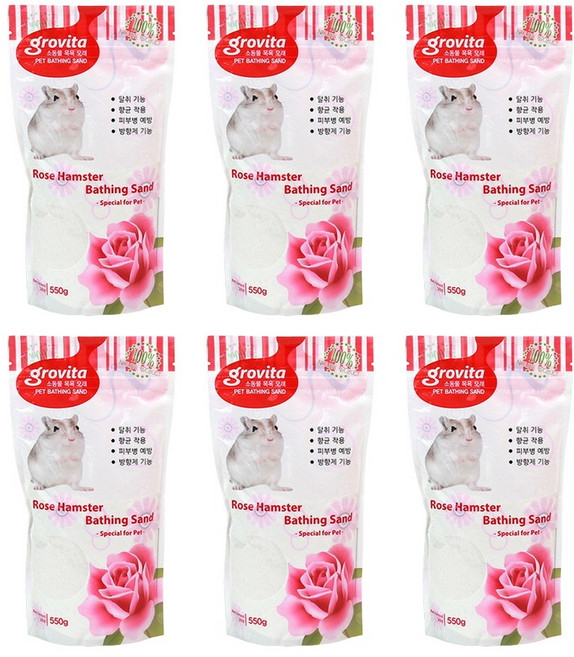 그로비타 햄스터 목욕모래 장미향 550G, 6개