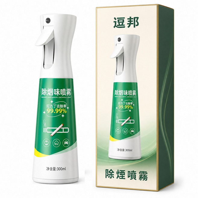 科研級 除煙噴霧 99.9% 除菸味 300ml*1, 1個, 快速除煙味1瓶_300ml【快速祛煙味】, 300ml