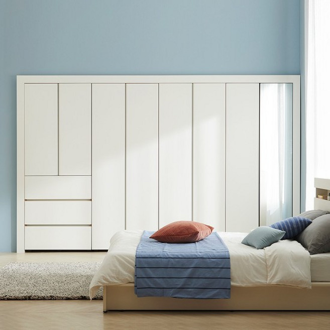 [한샘] 바이엘 채널 거울 붙박이장 화이트_데일리서랍형(18종/택1), 360~370cm(12자)(M)