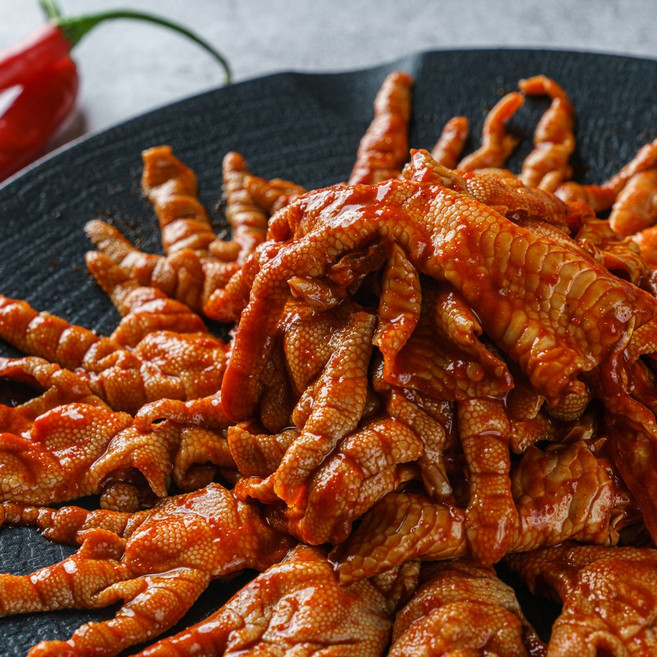 [전국 닭발맛집 납품] 국내산 100% 숯불 직화구이 매운 무뼈 닭발 당일제조배송, 5개, 500g