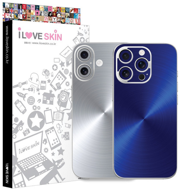 아이폰16 프로 맥스 메탈 휴대폰 스킨 후면 측면 카메라 풀커버 보호필름, 아이폰16 플러스 메탈스킨 1매, 블루, 1개