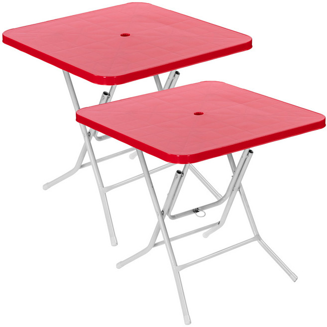 플라스틱테이블 사각테이블 야외테이블 편의점 포장마차 간이 접이식, 레드 2개