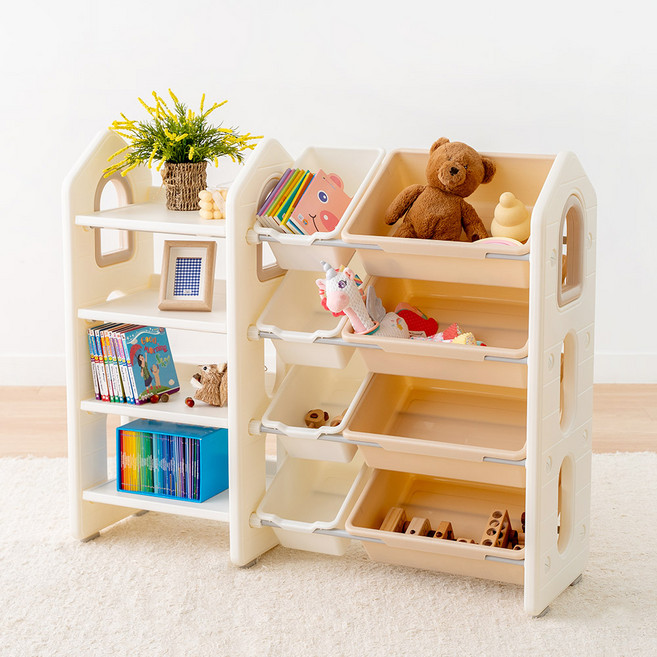 베베코지 장난감 정리함 아기 정리대 수납장 보관함, 1개, 아이보리