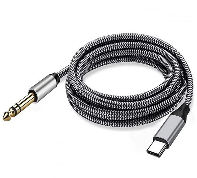 USB C타입 to TRS5.5잭 6.3mm 스마트폰 앰프오디오스피커연결 스테레오케이블 DAC, 2m, 1개