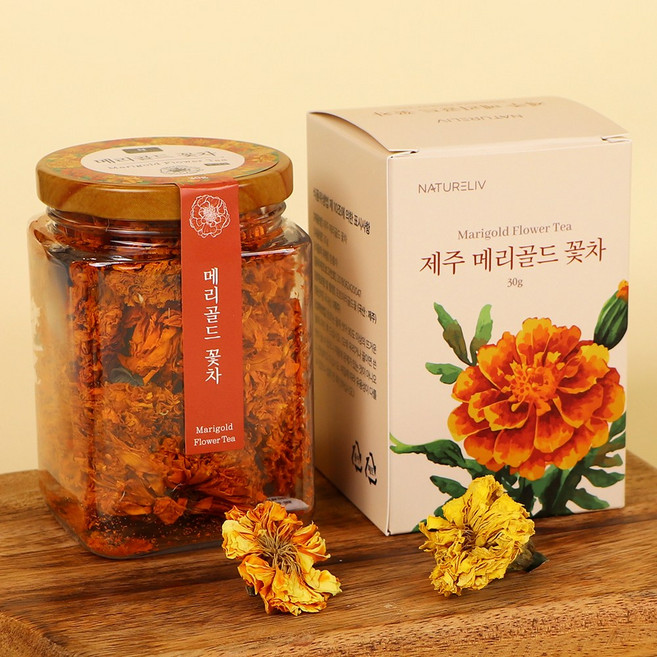 네이쳐리브 제주 수제 메리골드 꽃차 마리골드 꽃송이 용기형, 30g, 1개입, 1개
