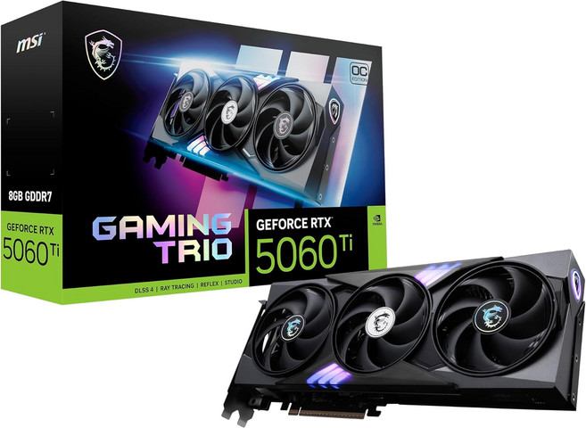 MSI 게이밍 RTX 5060 Ti 8G 트리오 OC 그래픽 카드 - 8GB GDDR7 NVIDIA 블랙웰 아키텍처 디스플레이포트 x 32.1a HDMI 2.1b 익스트림 퍼포먼스