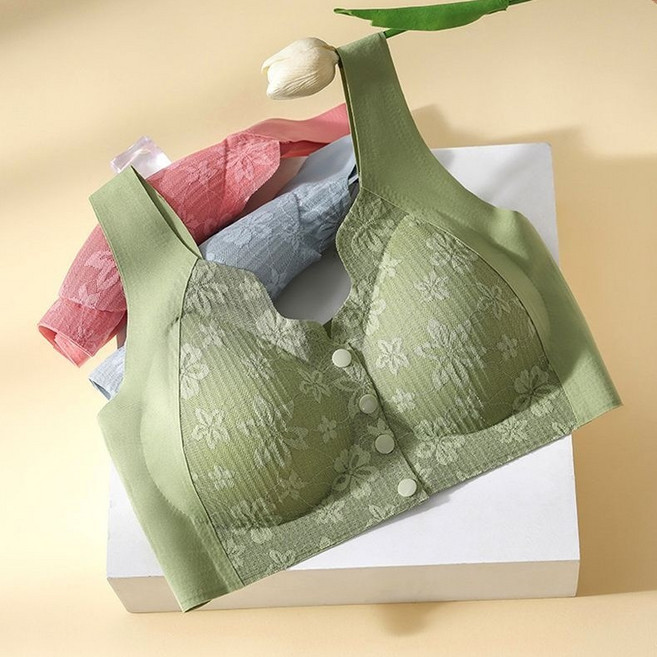 여성 노와이어 브래지어 심리스 빅사이즈 앞버튼 속옷 노후크 보정 브라