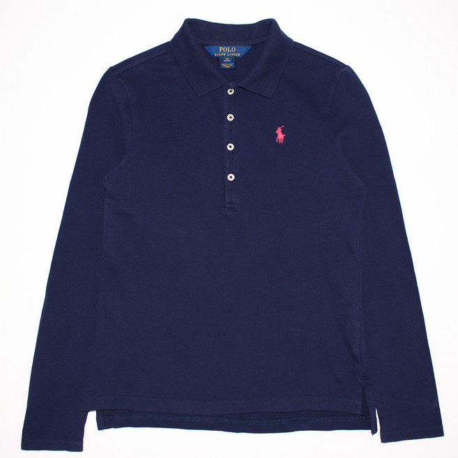 폴로 네이비 면 솔리드 긴팔카라티셔츠 8 여성 WTL1701 빈티지테크