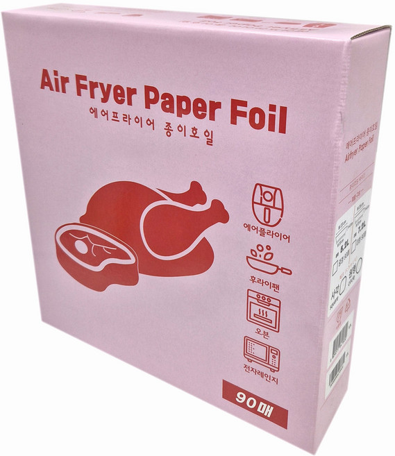 클로이 박스형 에어프라이어 사각 종이호일 화이트 BOX White, 1세트, 90개, 23cm