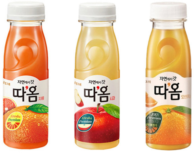 빙그레 따옴주스 235ml 3가지맛 자몽맛4+사과맛4+오렌지4/총12개입/냉장무배