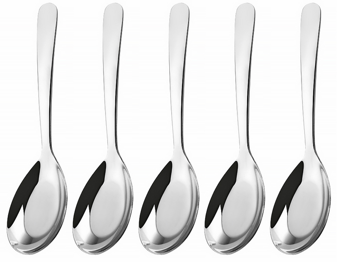 리브문 304 스텐 쌀국수 스푼 국물용 숟가락 (대형), 5개, 유광실버