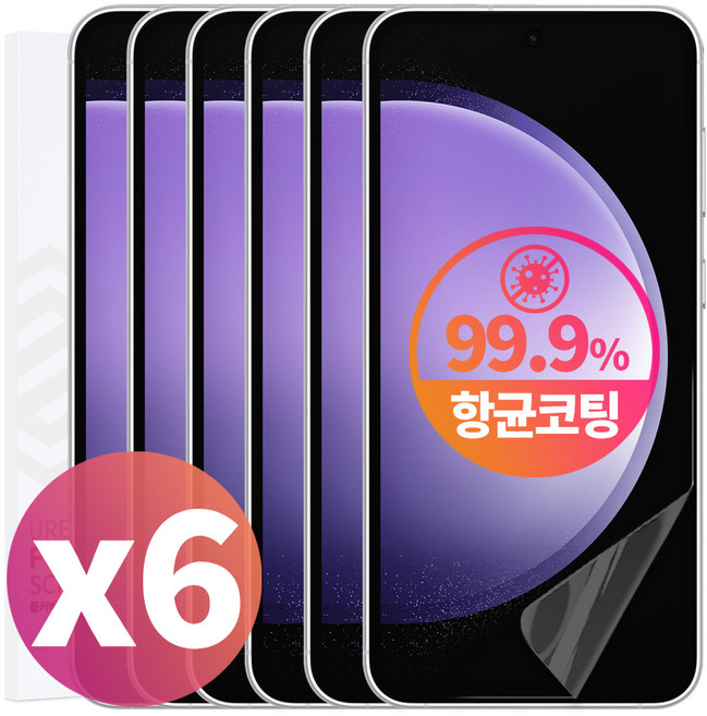 스톤스틸 3+3 갤럭시 S23 플러스 울트라 FE 전용 EPU TPU 항균 액정 보호 풀커버 필름, 6개