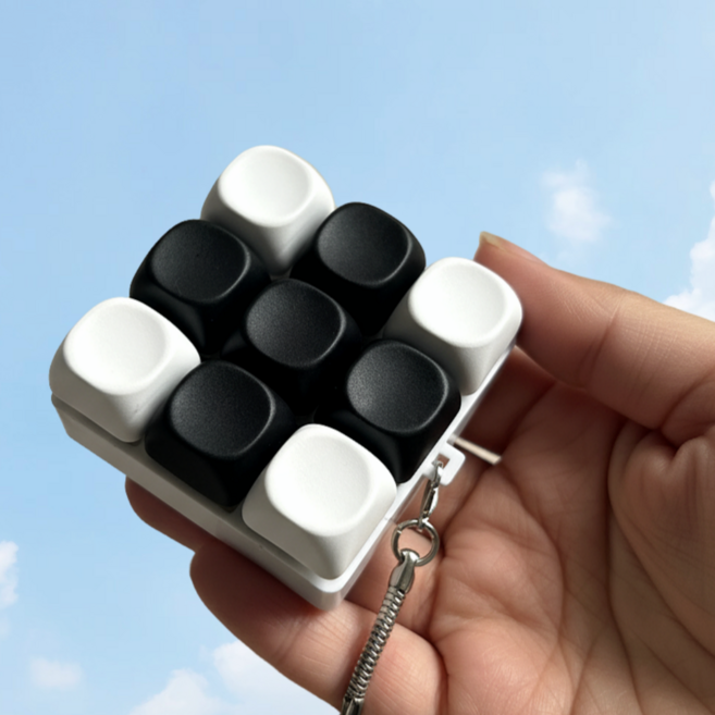 스트레스 해소 9구 키킵 키보드 키링 열쇠고리, 1개, 블랙