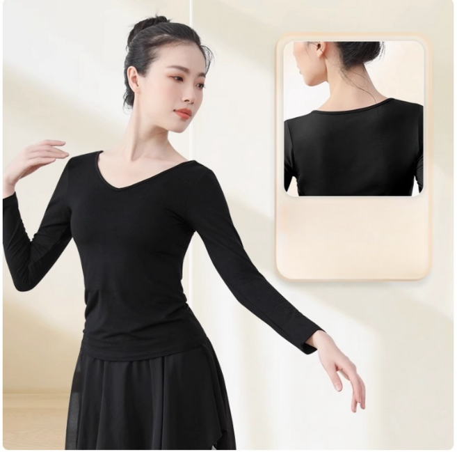 쌍천 무용복 형체 무용 반팔 상의