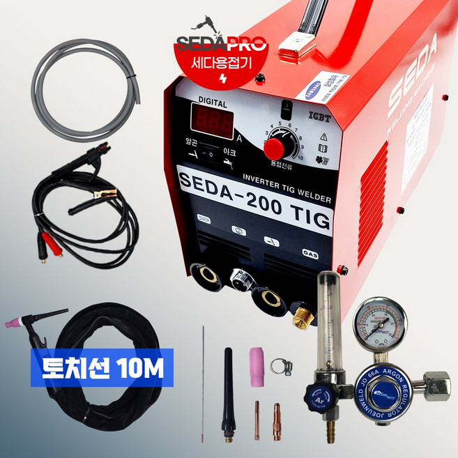 세다 휴대용 알곤용접기 아크겸용, 1세트, SEDA-200A TIG 풀세트 토치선10M