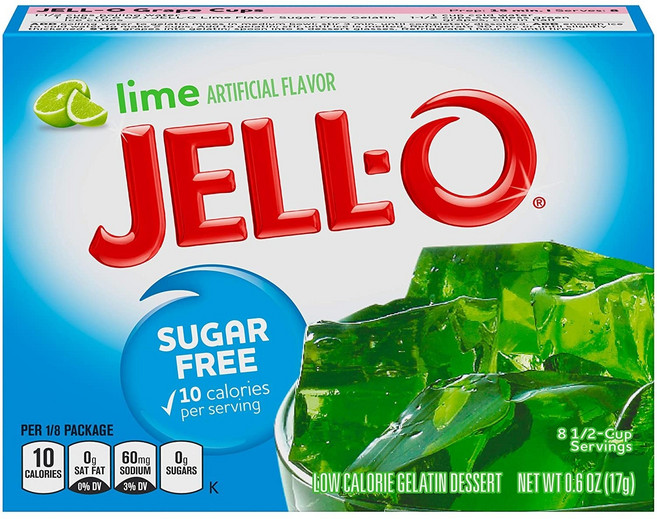 Jello 젤라틴 디저트 라임 슈가 프리, 17g, 1개