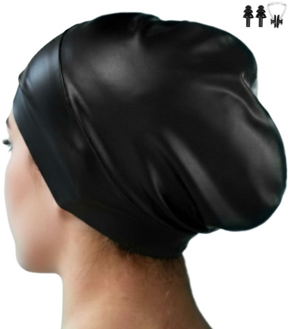 브라이프 완벽밀착 긴머리용 여성 수영모자, 1개, 블랙