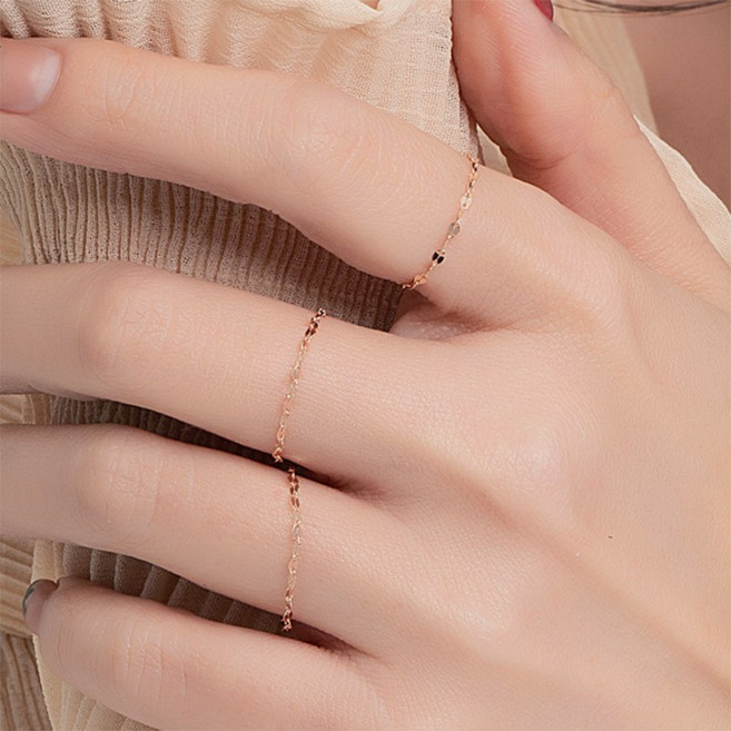 엘렌쥬얼리 14K 타이니 아몬드 체인 반지