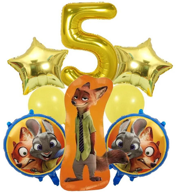 주토피아 호일 숫자 풍선 애니메이션 영화 주디 토끼 생일 파티 장식 샤워, 1개, 색상: 10. A5 / 풍선 크기: A. 1pack