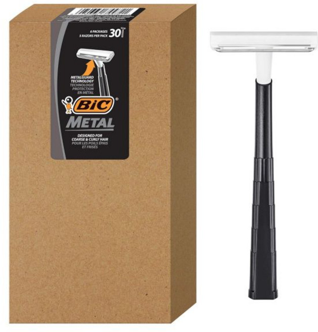 BIC 빅 메탈 남성 일회용 면도기 단일날 30개입(면도기 5개입 6팩) 30카운트