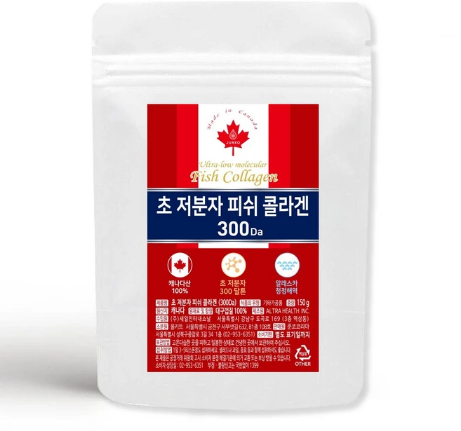 준코 캐나다 저분자 피쉬 콜라겐 펩타이드 분말 [ 300달톤 자연산 100% ], 1개, 150g - 쿠팡