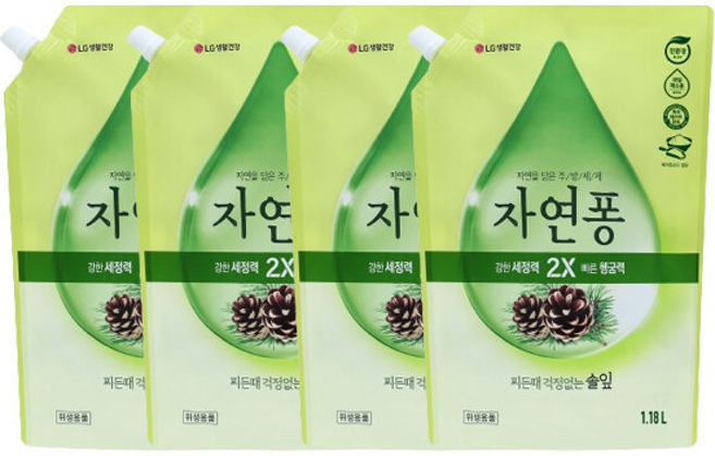 자연퐁 주방세제 솔잎 리필 1.18L 4개