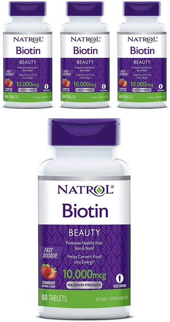 NATROL 維生素錠 10000mcg 草莓口味, 60顆, 4罐