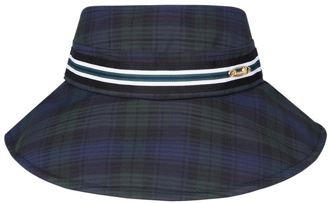 크로커다일레이디 타탄체크 스트라이프 밴드 와이드 썬캡_CLCMH1205