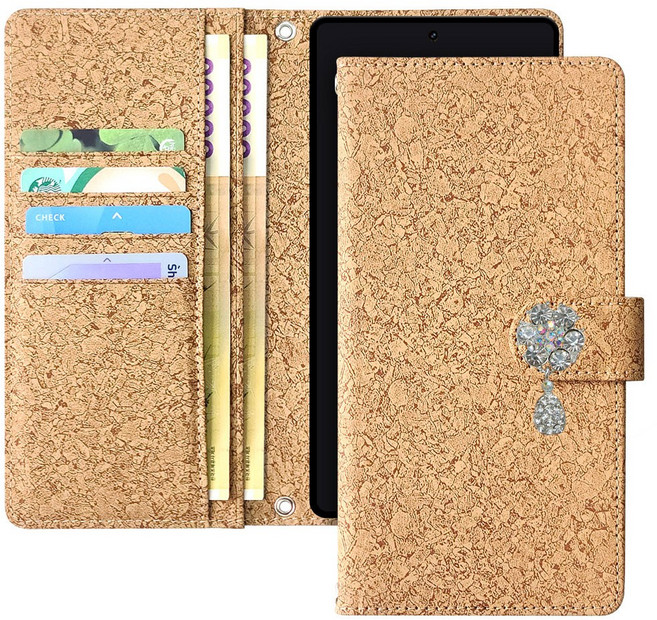 갤럭시S25 S931 - 큐르크 물방울 큐빅 지폐2칸+카드5장 올인원 지갑형 케이스 + 손목스트랩