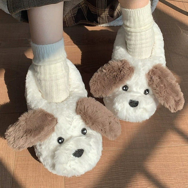 귀여운 강아지 슬리퍼 겨울 털슬리퍼 털실내화 학생용 여성용 사무실용 실내용