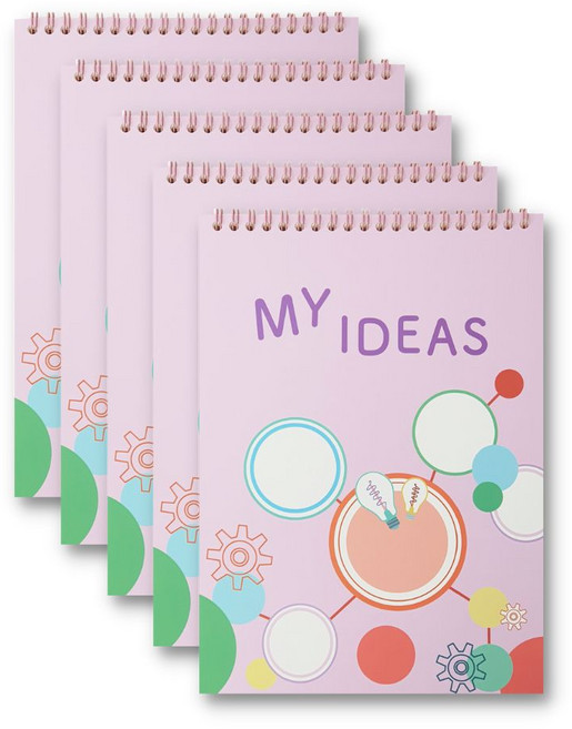 키즈바인더 어린이 종합장 마인드맵 노트 초등 스프링 노트 5권, 2. 퍼플 5권