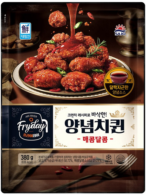 사조 대림선 Fryday 양념 치퀸 매콤달콤 냉동 치킨, 6개, 380g