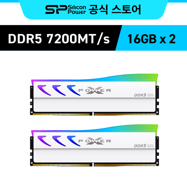 실리콘파워 Silicon Power DDR5-7200 16GB*2 CL34 PC5-57600 Storm RGB 데스크탑 메모리 램, 화이트
