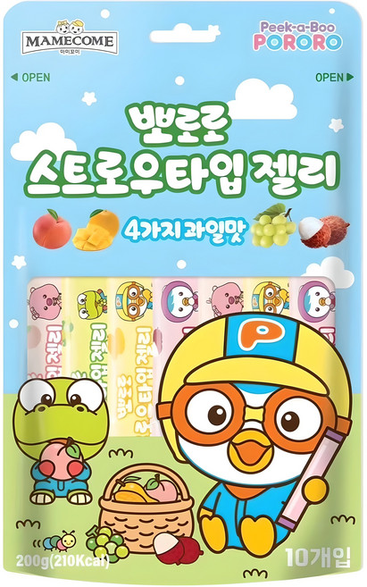 마미꼬미 뽀로로 스트로우타입젤리 10p, 200g, 1개