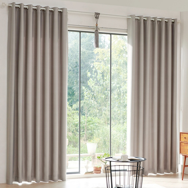 비츠 아일렛형 원톤 3중직 암막커튼+커튼봉 세트