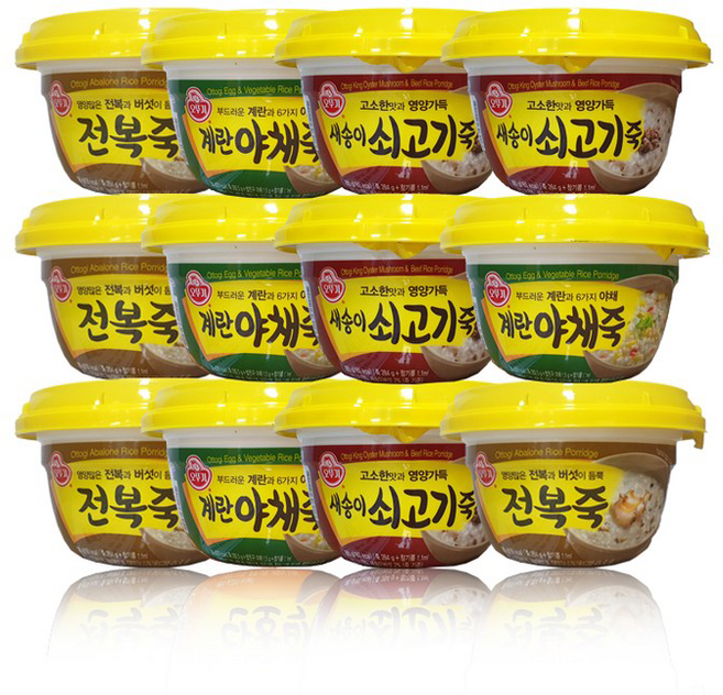 오뚜기 용기죽 3종기획세트 (쇠고기죽4+계란야채죽4+전복죽4), 1개