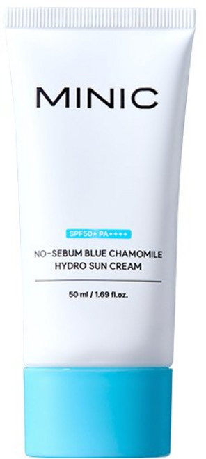 미닉 노세범 블루 캐모마일 쿨링 진정 수분 무기자차 선크림 SPF50+ PA++++ #눈시림없는 #무자극 #민감피부용 #밀림없는 #화잘먹선크림, 1개, 50ml